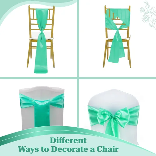 Miniatura 125 de mds - Lote de 10 lazos de satén para sillas de boda y eventos, para decoración de fiestas, 30 colores, Satin, 10 Verde oliva