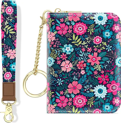 Miniatura 28 de Aiawoxc - Tarjetero para Tarjetas de Crédito para Mujer, Pequeño Organizador de Tarjetas de Negocios de Cuero Delgado con RFID, Cremallera