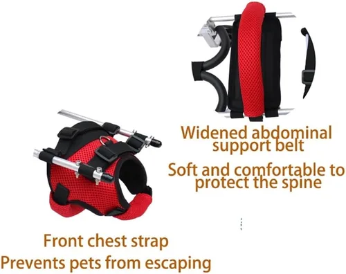 Miniatura 6 de Silla de ruedas ajustable para gatos, silla de ruedas para mascotas totalmente personalizable para perros y gatos pequeños con correa de pecho a