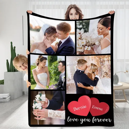 SalaGraphics Manta personalizada con fotos, texto, regalos personalizados para parejas, mantas con fotos con mis propias fotos, mantas 5 Fotos