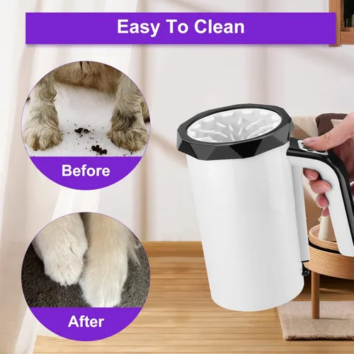 Miniatura 4 de MYPIN Limpiador automático recargable de patas de perro, color negro, taza portátil para lavadora de patas de mascotas con cepillo de silicona