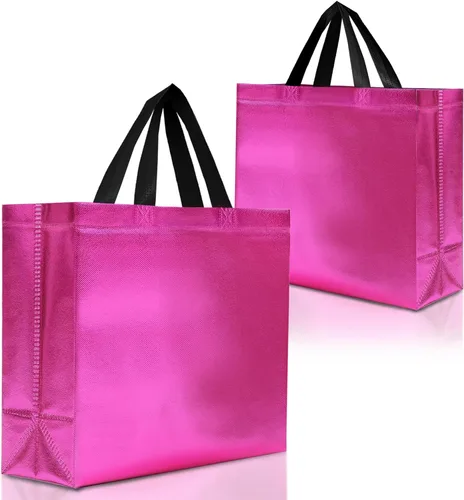 Miniatura 8 de Nush Nush Bolsas de regalo azules de tamaño mediano – Juego de 12 bolsas de regalo reutilizables azules brillantes con asas – Ideal para recuerdos