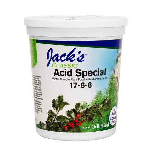 Jack's Classic Fertilizante soluble en agua especial ácido 17-6-6 con micronutrientes para promover el crecimiento vegetativo y floraciones en