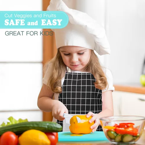 Miniatura 3 de Juegos de cocina para niños, juego de cocina y hornear con estuche de almacenamiento, cuchillos seguros para niños, tabla de cortar, delantal, libro