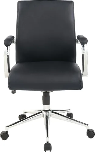 Miniatura 7 de Office Star Silla de oficina ajustable Antimicrobial Manager con base cromada, respaldo medio, tela negra Dillon