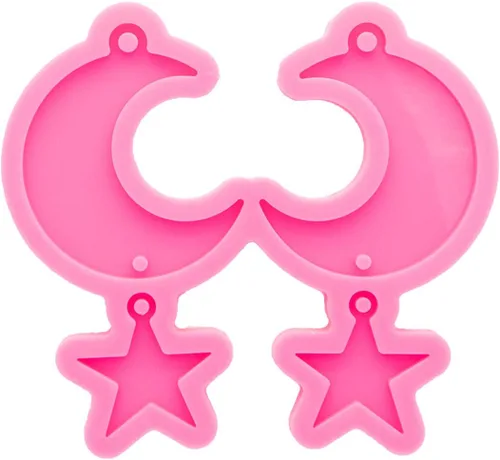Miniatura 6 de Angel Wings Molde de silicona con forma de luna y estrella brillante brillante para hacer aretes, llaveros, collares, joyas, colgantes