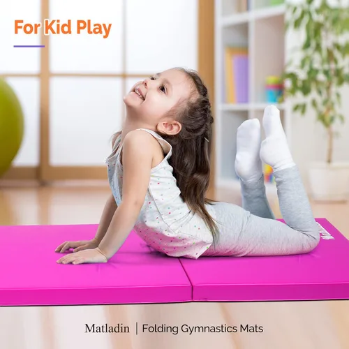 Miniatura 8 de Matladin - Alfombrilla plegable de 8 pies para gimnasia, gimnasio, ejercicio, aeróbicos, de 8 pies x 2 pies x 2 pulgadas de cuero sintético, 'Púrpura