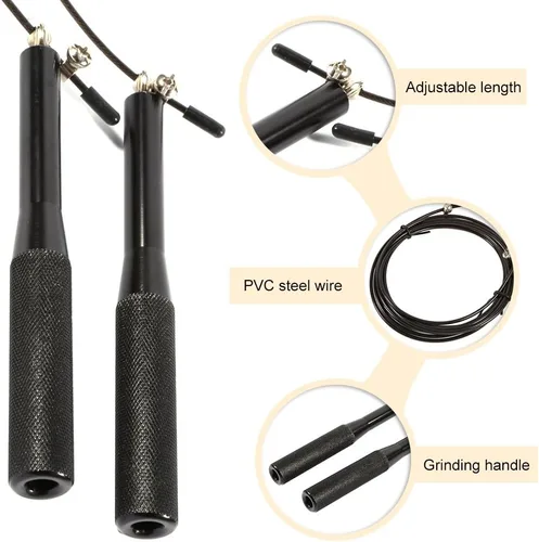 Miniatura 5 de Cuerda ajustable de acero 360 de alta velocidad de 9.8 pies, asas antideslizantes, ligera, 6.17 oz de rotación suave para entrenamiento de fitness
