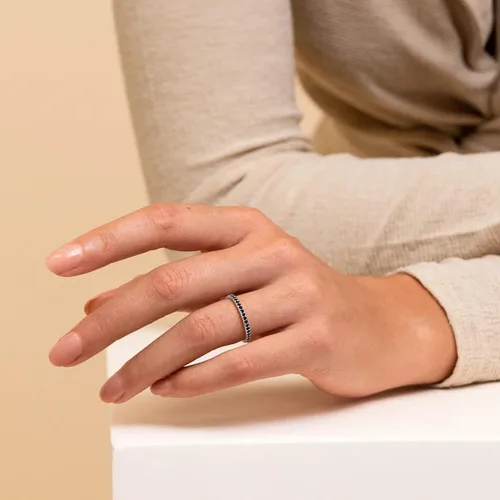 Miniatura 3 de ChicSilver Anillo apilable personalizado de plata de ley 925 con circonita cúbica de 0.079 pulgadas, anillo de compromiso de eternidad para mujer