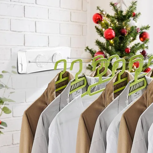 Miniatura 2 de Tendedero retráctil – Línea de lavandería de secado de ropa doble de 16.7 pies para interiores, líneas de ropa retráctiles para colgar ropa al aire