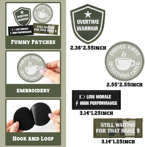 Miniatura 2 de 4 parches tácticos divertidos de moral con gancho y bucle, para la oficina, para coser en apliques bordados, emblema, estilo militar, manualidades
