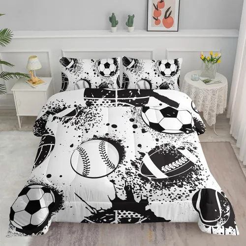Miniatura 27 de Axolotl - Juego de ropa de cama para niños con diseño de gatos de dibujos animados tamaño individual, juego de edredón con líneas degradadas y lindo