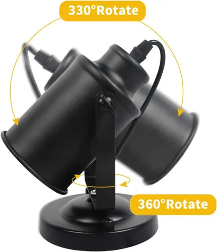 Miniatura 3 de Foco de Techo Industrial para Riel de Iluminación, Luces Vintage de Montaje en Pared Negro Mate, Cabeza Giratoria, Cableado sin Enchufe, Base E26