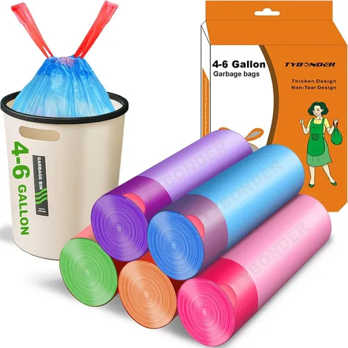 Miniatura 8 de Bolsas de basura pequeñas de 2.6 a 6 galones con cordón grueso, bolsas de basura pequeñas extra fuertes de 4 galones, bolsas de basura sin perfume