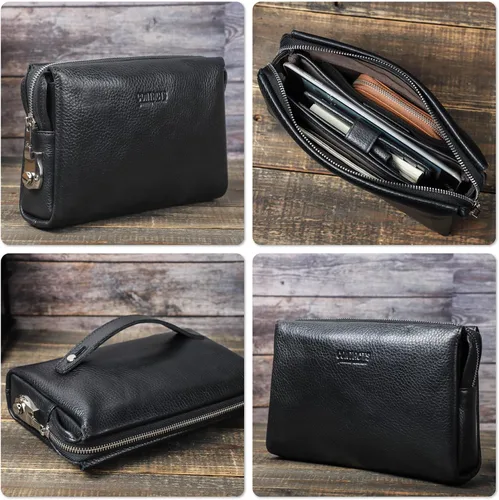 Miniatura 29 de Funda de piel de grano superior para hombre y mujer, múltiples bolsillos/ranuras, RFID de gran capacidad para tarjetas, cheques, dinero, pasaporte