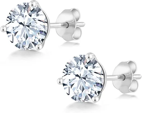 Miniatura 132 de Gem Stone King Aretes de oro de 14 quilates, 0.236 in, piedra natal redonda, Martini, 3 puntas, aretes de oro para mujer