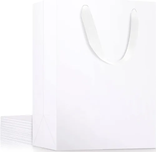 Miniatura 21 de EUSOAR Bolsas de compras y mercancías, tamaño mediano, 25 piezas de 7.8 x 3.9 x 11 pulgadas, bolsas de regalo reciclables de papel kraft marrón