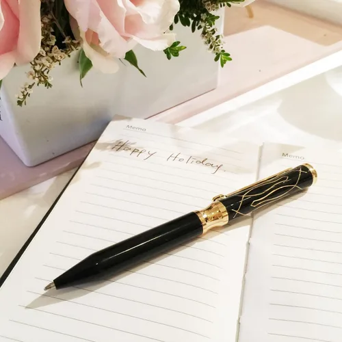 Miniatura 4 de LACHIEVA LUX Bolígrafo de metal ejecutivo de cristal negro elegante con recambios P900M hechos en Alemania, instrumentos de escritura de lujo y alta