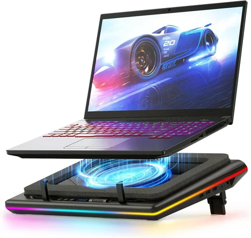 Miniatura 8 de llano V12 - Almohadilla de refrigeración para laptop, soporte enfriador para laptop con potente ventilador turbo de 5.5 pulgadas, velocidad