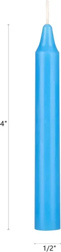 Miniatura 2 de Mega Candles 20 piezas Velas Cónicas Mini Exquisitas de Conjuros Azul Claro Sin Aroma, 4 Pulgadas de Alto x 1/2 Pulgada de Diámetro, Campanillas