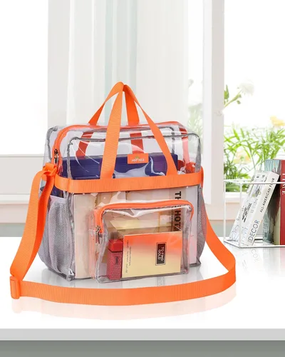 Miniatura 12 de MAY TREE Bolsa transparente para eventos en estadios de 12 x 6 x 12 pulgadas, bolsa de almuerzo transparente con correas reforzadas para trabajo