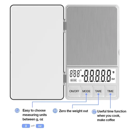 Miniatura 3 de WEIGHTMAN Báscula de café pequeña con temporizador, báscula de café expreso con temporizador de 1000 x 0.00 oz, mini báscula de alimentos