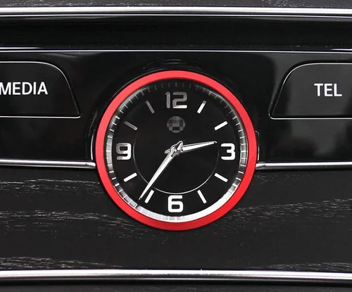 Miniatura 3 de iJDMTOY Anillo de aluminio rojo para decoración de salpicadero interior de reloj analógico compatible con Mercedes W205 Clase C W213 Clase E X205