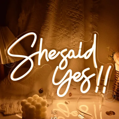 SYLHOME Cartel de neón con luz LED de «She Said Yes !! Propose Engagement Marry Me», letrero de decoración de pared para despedida de soltera,