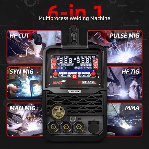 Miniatura 2 de ANDELI Soldador multiproceso, 8 en 1 cortador de plasma/pulsado MIG/HF TIG/núcleo de flujo/frío/limpio/palo máquina de soldadura de aluminio