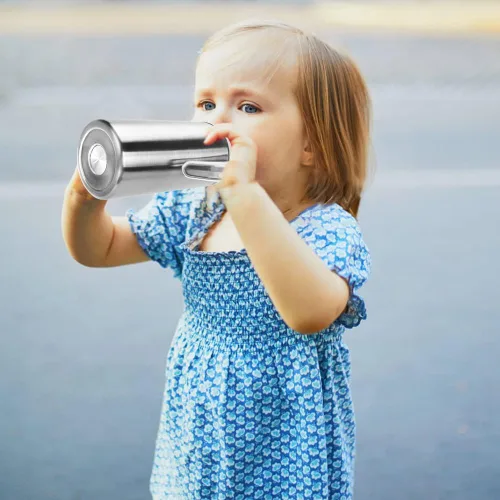 Miniatura 7 de Vasos para sorber de acero inoxidable de 12 onzas para niños pequeños con asas, a prueba de derrames, doble pared aislada al vacío, vasos de paja