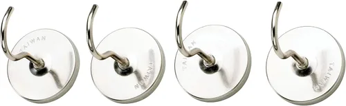 Miniatura 6 de HIC Kitchen Ganchos magnéticos fuertes, acero resistente con acabado cromado brillante, juego de 8