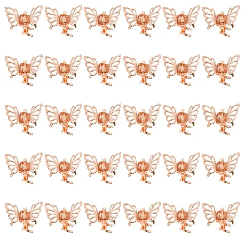 Miniatura 6 de Wecoe 30 pinzas pequeñas de mariposa doradas, pequeñas pinzas de garra pequeñas, lindas pinzas decorativas para el cabello con flores, accesorios