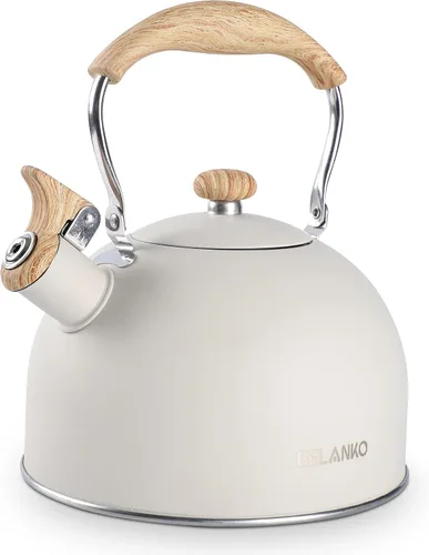Miniatura 10 de Hervidor de Té, BELANKO 85 OZ / 2.5 Litros Hervidor de Té Silbante, Teteras para Estufa de Acero Inoxidable Grado Alimentario con Mango Plegable