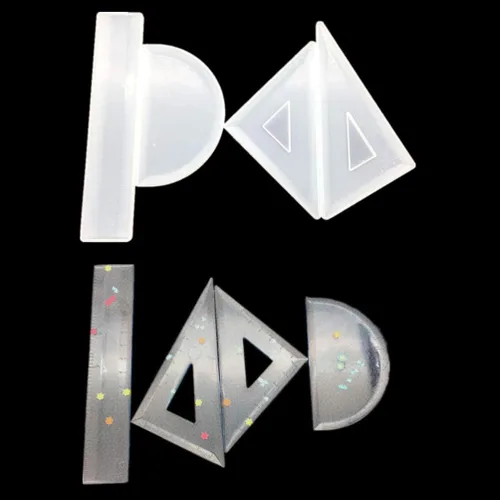 Miniatura 4 de Plantillas para tartas, 4 moldes de regla de resina de silicona, triangular, cuadrados, de cristal, epoxi, para manualidades, manualidades, jabón