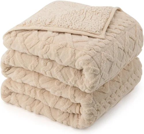 Miniatura 15 de Manta con peso de 15 libras, tamaño twin, manta con peso de sherpa a cuadros 3D de jacquard suave y elegante para adultos, manta de cama acogedora