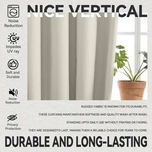 Miniatura 8 de NFPA701 Cortinas estándar ignífugas sin flúor de 63 pulgadas, 2 paneles, cortinas 100% opacas para dormitorio, sala de estar, cortina