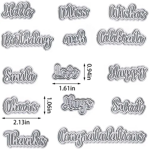Miniatura 2 de Threetols 14 piezas de palabras navideñas troqueladas de metal para hacer tarjetas, cumpleaños, Acción de Gracias, palabras de corte