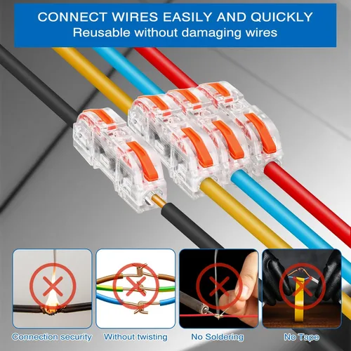 Miniatura 2 de Zhengmy Juego de 100 conectores de cable de palanca, conectores de cable de empalme compacto, bloques de terminales surtido para 28-12 AWG, cable