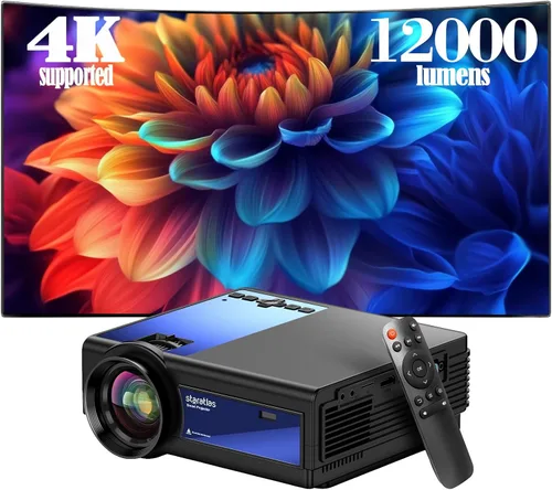 Miniatura 2 de Mini proyector, proyector Bluetooth WiFi 5G, staratlas 12000L Native 1920* 1080 P, proyector de video al aire libre, cine en casa compatible con Gris