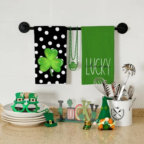 Miniatura 2 de ARKENY Juego de 2 toallas de cocina con lunares blancos para decoración del hogar, paño de secado de barra ultra absorbente para decoración