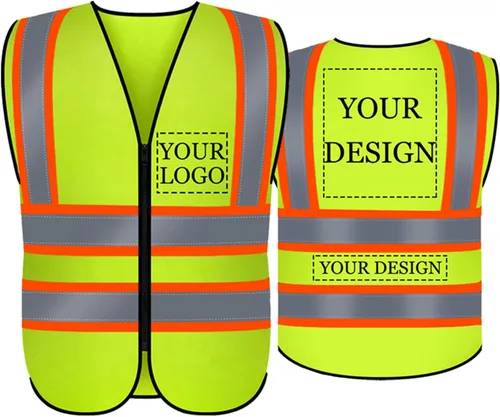 Miniatura 11 de BeautyWill Chaleco de seguridad con logotipo personalizado, Hi Vis Clase 2, chaleco reflectante de construcción unisex con 5 bolsillos