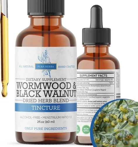 Miniatura 8 de Pura Herba Tintura de hierbas de ajenjo y nogal negro Vegana, sin OMG, sin gluten, sin alcohol 2 oz de tintura orgánica a base de hierbas