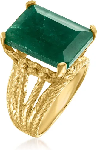 Miniatura 3 de Ross-Simons Anillo de 15.00 quilates esmeralda multihilera en oro de 18 quilates sobre plata esterlina