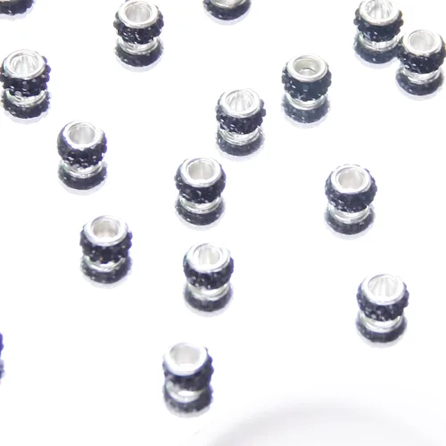 Miniatura 6 de 60 Piezas Cuentas Espaciadoras de Diamantes de Imitación con Agujero Grande Cuentas Espaciadoras Negras Europeas para Manualidades Cuentas Grandes