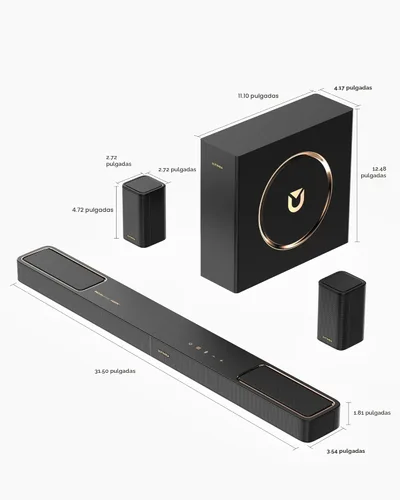 Miniatura 8 de ULTIMEA Barra de sonido de 5.1.2 canales con Dolby Atmos, sistema de sonido envolvente para TV con 2 altavoces envolventes, barra de sonido