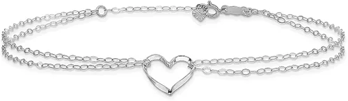 Miniatura 3 de Icecarats Joyas De Diseño 14K oro blanco doble Strand Corazón Tobillera En 9inch