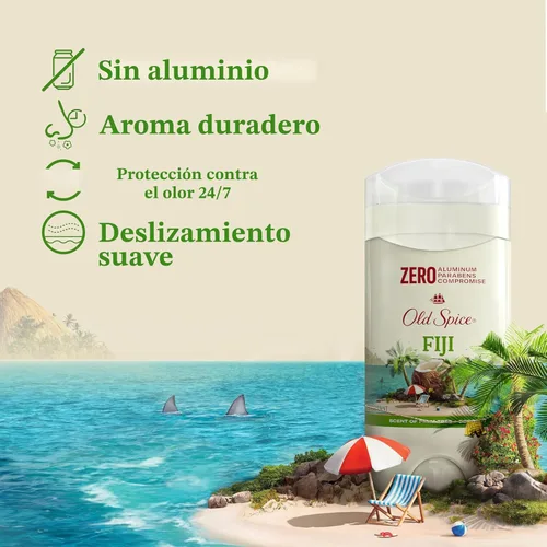 Miniatura 2 de Old Spice Desodorante sin aluminio para hombres, frescura de larga duración 24/7, protección contra el sudor y el olor 24/7, desodorante Fiji