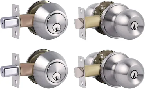 Miniatura 9 de Juego de cerradura de puerta exterior con cerrojo, cerradura de cerrojo de un solo cilindro y juego de pomos de puerta, cerraduras de puerta iguales