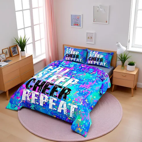 Miniatura 54 de Manfei - Juego de edredón para amantes de la gimnasia y la danza, tamaño individual, juego de ropa de cama romántica con diseño de cielo estrellado