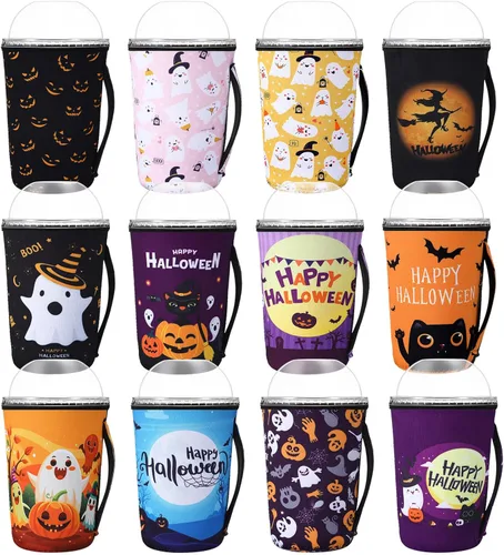 Miniatura 17 de Boao 12 Piezas Fundas Reutilizables para Vasos Helados Aislante de Neopreno Portavasos para Bebidas para Vaso Térmico Bebidas Frías y Calientes